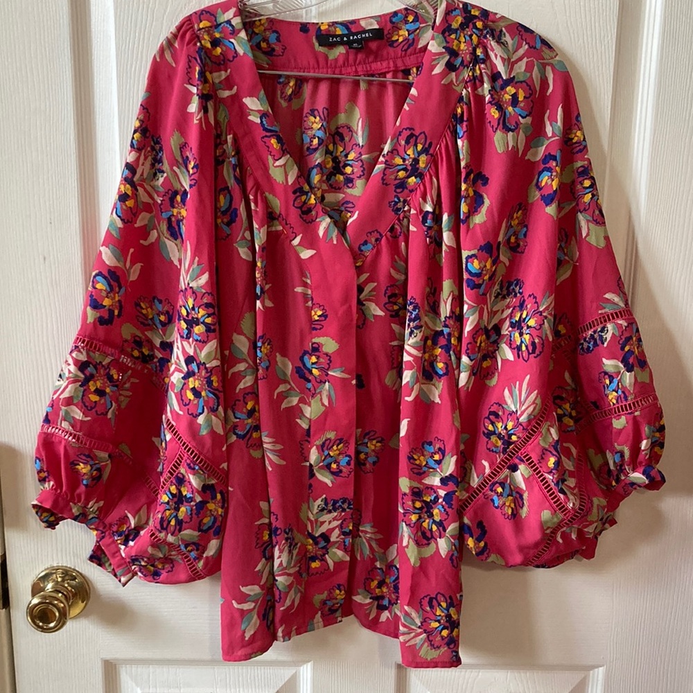 Zac & Rachel Floral Bell Sleeve Blouse XL